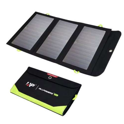 ALLPOWERS Solar Panel 5V 21W Built-in 10000mAh Battery Portable Solar Charger Waterproof Solar Battery Dual USB-A & USB-C Output