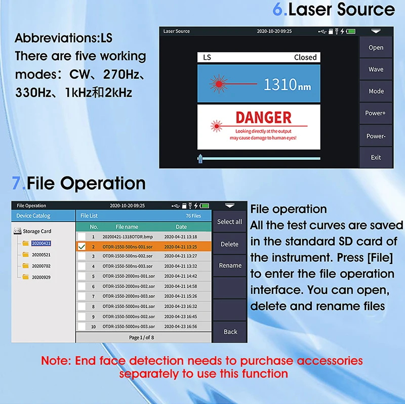 Fiber optic reflectometer touchscreen