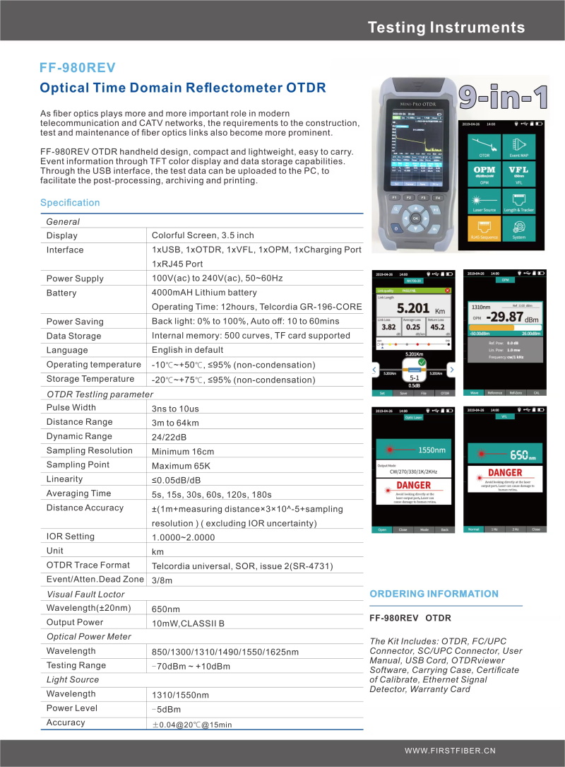 Fiber cable Ethernet Tester