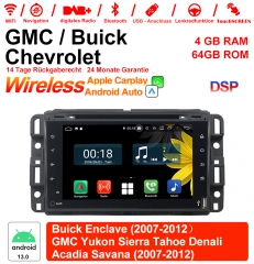 7 pouces Android 13.0 Autoradio / multimédia 4 Go de RAM 64 Go de ROM pour GMC sierra Yukon Savana Denali / Buick Enclave avec WiFi NAVI Bluetooth USB