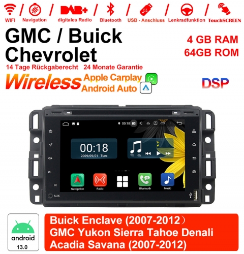 7 pouces Android 13.0 Autoradio / multimédia 4 Go de RAM 64 Go de ROM pour GMC sierra Yukon Savana Denali / Buick Enclave avec WiFi NAVI Bluetooth USB