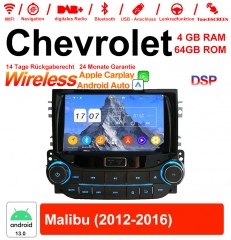 8 pouces Android 13.0 Autoradio / multimédia 4 Go de RAM 64 Go de ROM pour Chevrolet Malibu 2012-2016 avec WiFi NAVI Bluetooth USB