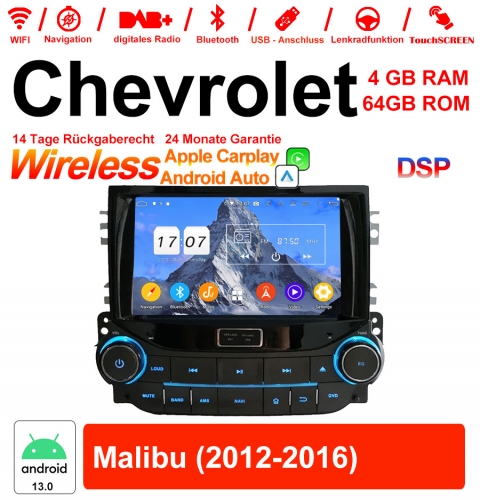 8 pouces Android 13.0 Autoradio / multimédia 4 Go de RAM 64 Go de ROM pour Chevrolet Malibu 2012-2016 avec WiFi NAVI Bluetooth USB