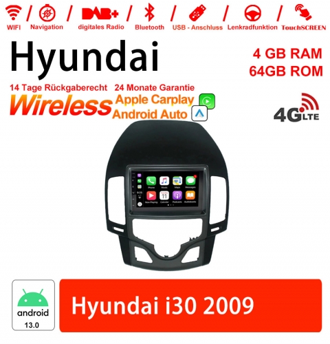 9 Zoll Android 13.0 Autoradio / Multimedia 4GB RAM 64GB ROM Für Hyundai i30 2009 Built-in Carplay