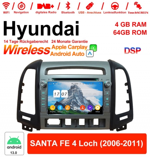 7 pouces Android 13.0 autoradio / multimédia 4 Go de RAM 64 Go ROM pour Hyundai SANTA FE 4 trous 2006-2011 avec WiFi NAVI Bluetooth USB