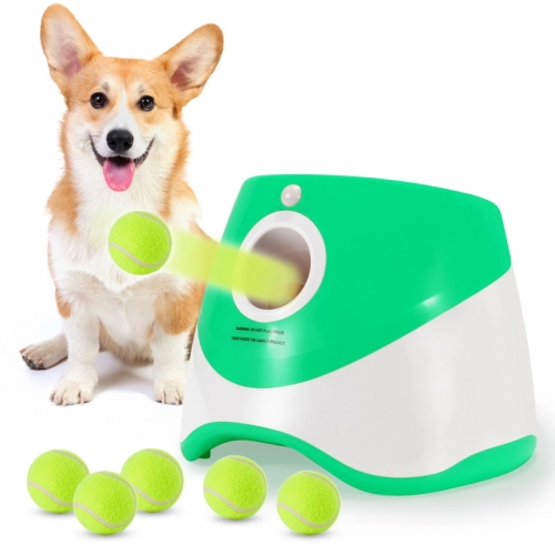 Automatic ball launcher for dogs with 3 balls, interactive tennis ball launcher for dogs, ball throwing machine for pets to play indoors and outdoors