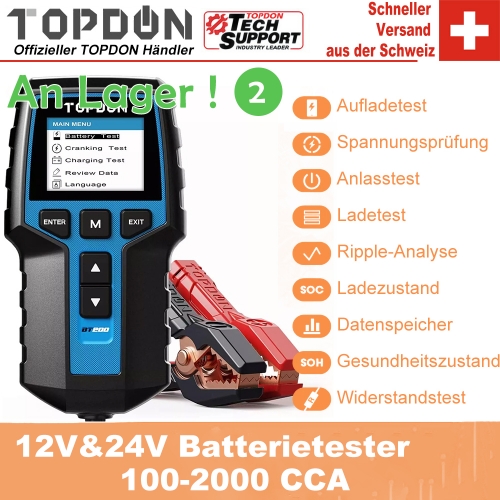 TOPDON BT200 12V 24V Testeur de batterie de voiture outil d'analyse de testeur de batterie de Diagnostic automobile numérique pour démarrer le scanner