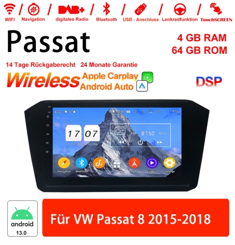 10,1 pouces Android 13 Autoradio/Multimédia 4 Go RAM 64 Go ROM pour VW Passat 8 2015-2018