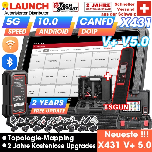 LAUNCH X431 PRO3 V+ V5.0 OBD2 EOBD Diagnostic Device Diagnostic Tools + TSGUN TPMS Tire Pressure Detector