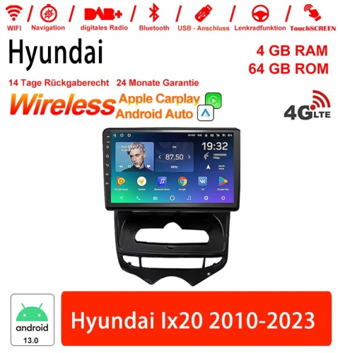 9 pouces Android 13.0 Autoradio / multimédia 4Go de RAM 64Go de ROM pour Hyundai Ix20 2010-2023 avec WiFi NAVI Bluetooth USB