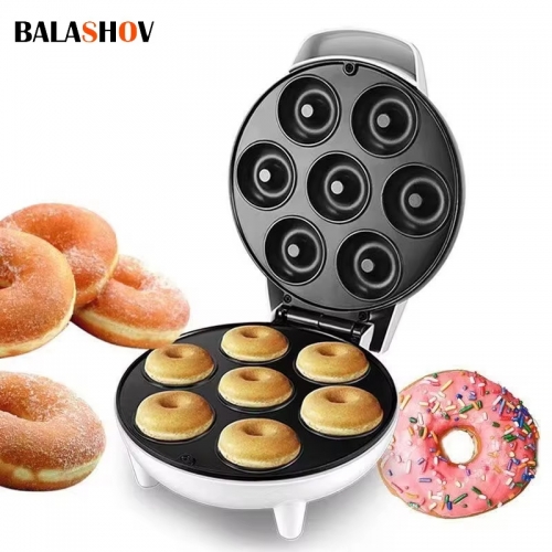 Portable Mini Donut Machine 7 Hole Electric Grill Doughnut Maker Non-stick Kitchen Appliance Kids Snacks Desserts Breakfast Machine