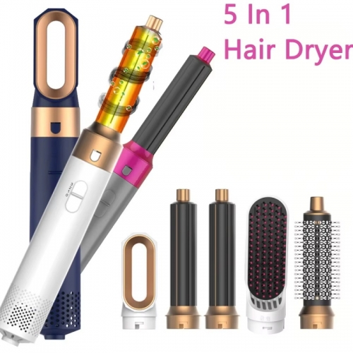 5-in-1 Low Noise Hair Curling Straightening Hair Drying 1000W Hot Air Brush Professional Air Hair Styler