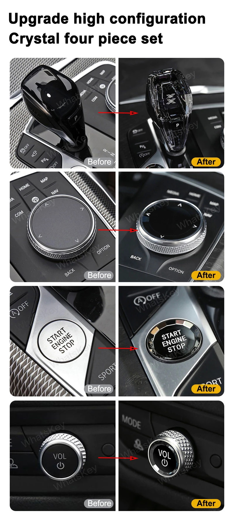 Crystal gear knob lever