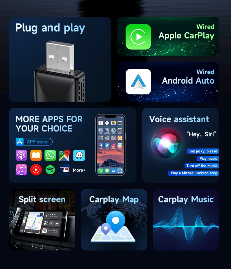 Adaptateur automatique Carplay Android sans fil