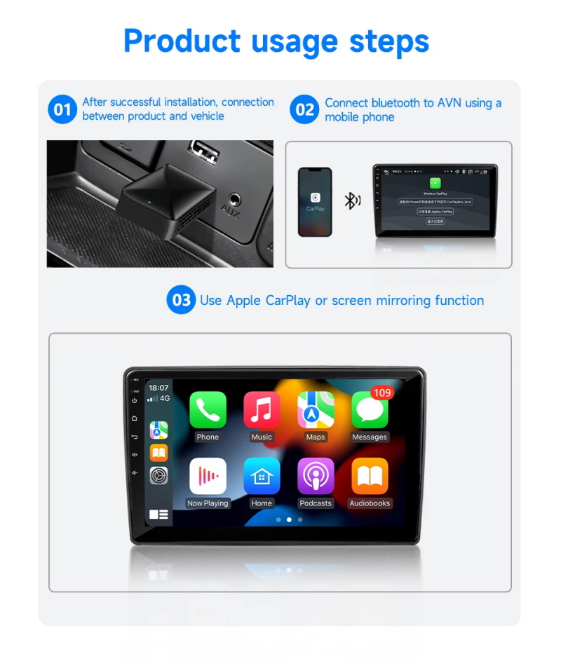 Adaptateur automatique Carplay Android sans fil