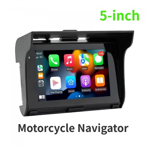 5 inch portable motorcycle MP5 player navigator wireless carplay Android auto motorcycle multimedia radio IP65 waterproof