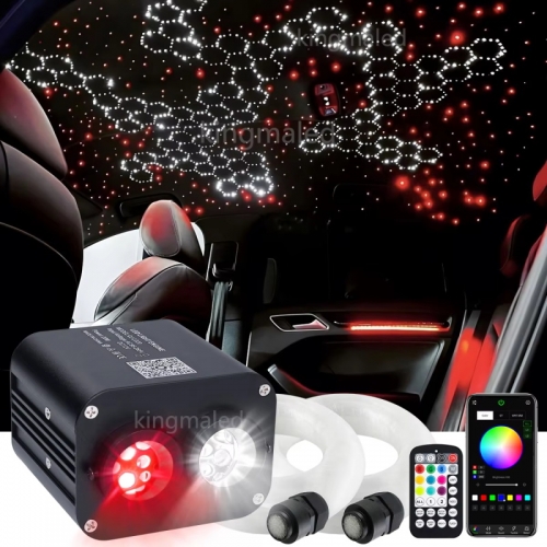 20W RGBW Double Head Car Starry Sky Music Control Car Roof Star Fiber Optic Star Ceiling Set Smart APP Sparkling Fiber Optic Light