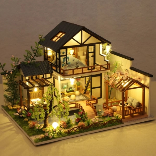 Mini DIY Kit Dollhouse Building Model 3D Puzzle Production and Assembly of Room Toys, Home Bedroom Decoration with Furniture