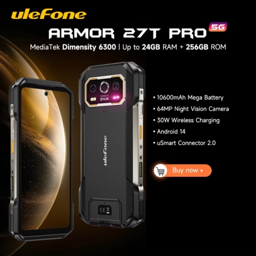 Ulefone Armor 27T Pro caméra d'imagerie thermique 5G téléphones mobiles robustes 24go + 256go Android 14 NFC