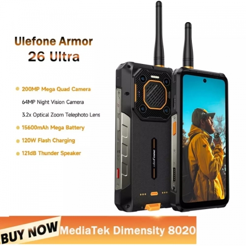 Ulefone Armor 26 Ultra 5G Android 13 6.78 inch Walkie-Talkie Version Rugged Phone 12GB RAM 512GB ROM 15600mAh Battery