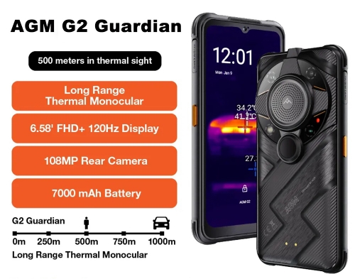 AGM G2 Guardian 5G Android 12 6.58 Zoll Robustes Smartphone 8GB RAM 256GB ROM 500m Autofokus Wärmebild kamera 7000mah Akku