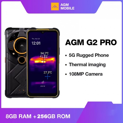 AGM G2 Pro 5G Android 12 6.58" FHD Smartphone robuste 8Go RAM 256Go ROM Caméra à imagerie thermique Batterie 7000 mAh