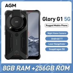 AGM Glory G1 5G Android 11 6,53 pouces Smartphone robuste 8 Go de RAM 256 Go ROM Caméra de vision nocturne 20MP 6200mAh NFC