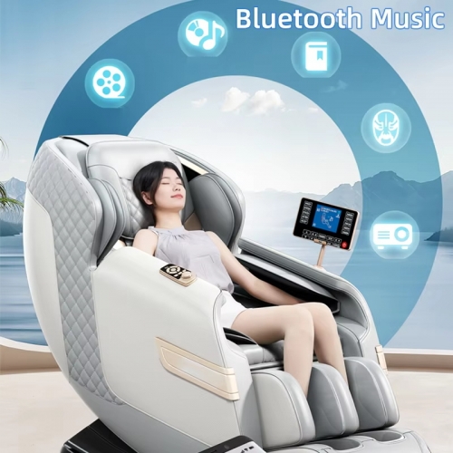 Fauteuil de massage chauffant Home 4D, enveloppement d'airbag complet, zéro gravité, compresses chaudes, musique Bluetooth