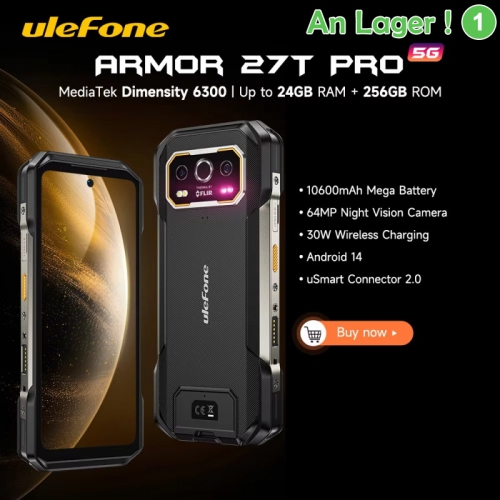 Ulefone Armor 27T Pro caméra d'imagerie thermique 5G téléphones mobiles robustes 24go + 256go Android 14 NFC