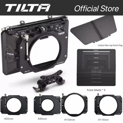 Tilta MB-T12 4×5.65 Carbon Fiber Matte Box (Clamp Lock) and 80mm/95mm/114mm/134mm Adapter Ring for DSLR HDV Camera Rig