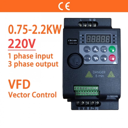 220V 0.75 KW/1.5 KW/2.2 KW 1HP/2HP/3HP Mini VFD Variable Frequency Drive Converter for Motor Speed ​​Control Inverter