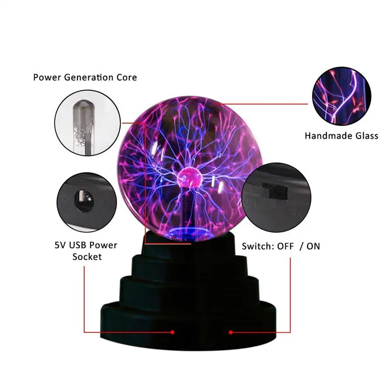 Lampe boule de plasma magique de 6 pouces