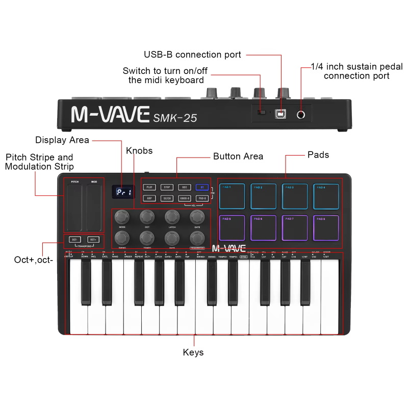 25-key MIDI control keyboard