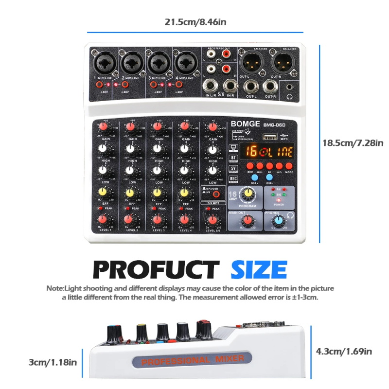 Table de mixage audio sans fil 6 canaux