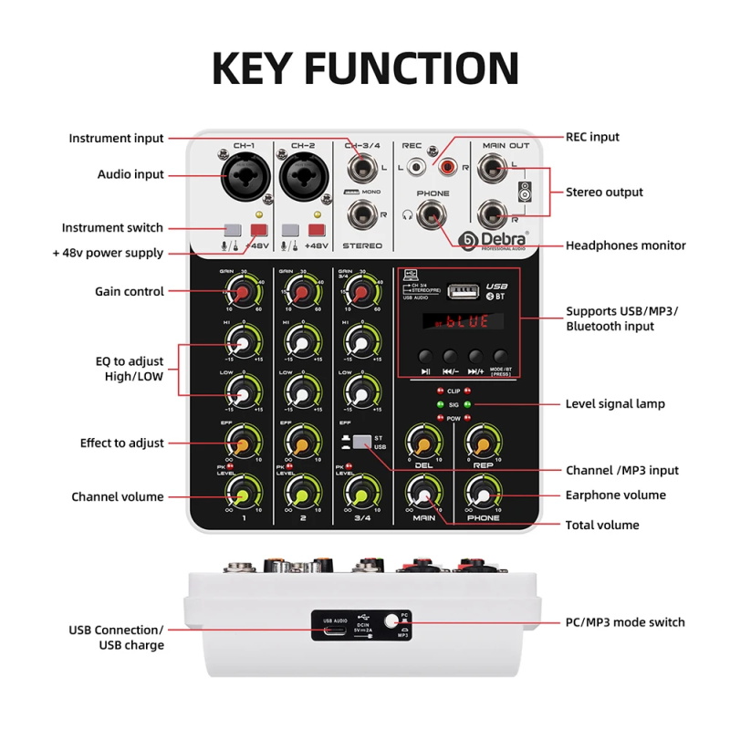 V4 Audio Interface Mixer