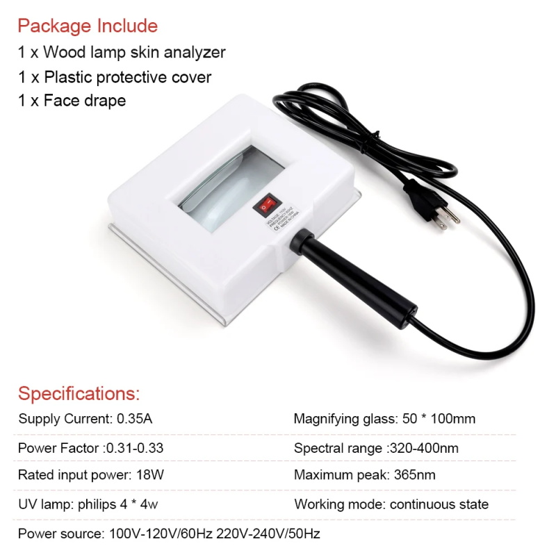 Analyseur UV de peau de lampe en bois