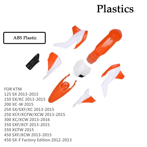 Kit Plastiques Moto Garde-boue Avant Arrière, Caches de Réservoir, Plaques Latérales pour KTM SX SXF XC-W 125-450 (2013-2015)