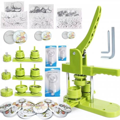 Badge Button maker Machine multiple sizes with pcs Button parts Circle cutter 3 Mold, DIY Badge Press machine Set