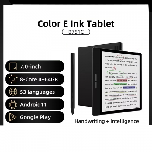 Lecteur de livre électronique 7 pouces avec écran à encre couleur,lecteur de livre papier électronique,tablette de lecture de livre électronique e-ink