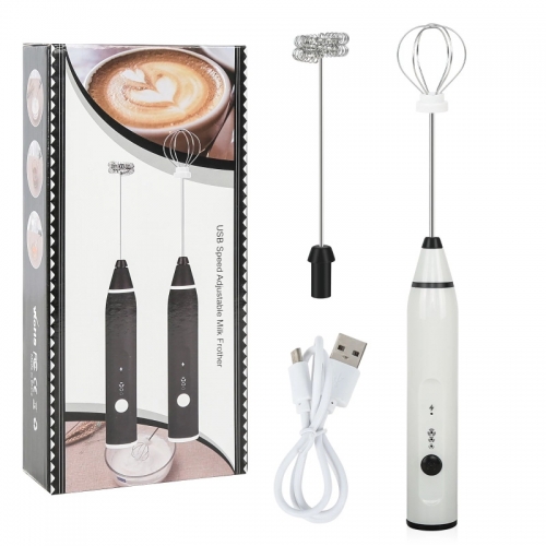 Electric Handheld Egg Whisk, Milk Frother, Rechargeable USB Mixer with 2 Stainless Steel Whisks, 3 Speeds Adjustable