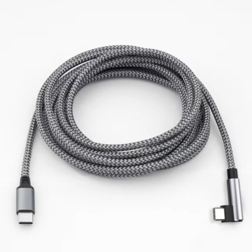 60W USB-C to USB-C Cable with 90-Degree Angle for iPhone 15 Pro, Xiaomi, Samsung S21, Huawei, Fast Charging Cable