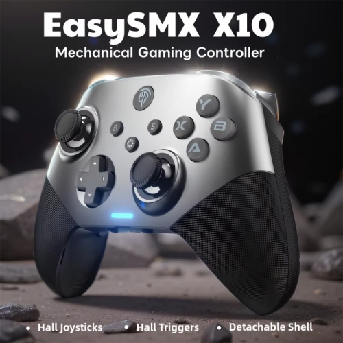 Easysmx X10 Wireless Gaming Controller, mechanisches Gamepad für PC, Schalter, Telefon, Smart TV, Doppel-Hall-Effekt 3D Analog Stick Trigger