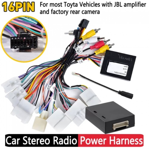 Car Stereo Radio Wiring Harness Cable Adapter 16-pin Wiring Harness Adapter Canbus Box Power Cable Connector for Toyota