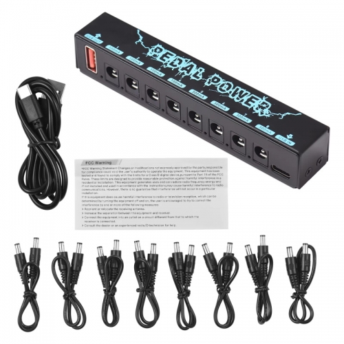 Guitar pedal Power Guitar Effector Power Supply 8 Isolated DC Output Isolated Power USB in 5V 2.1A & 8 DC Out 9V & 1 USB Output