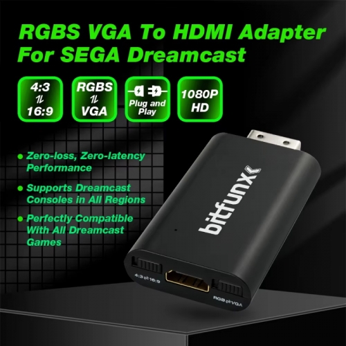 RGBS VGA to HDMI-Compatible adapter dc to hdtv converter for all sega dreamcast consoles