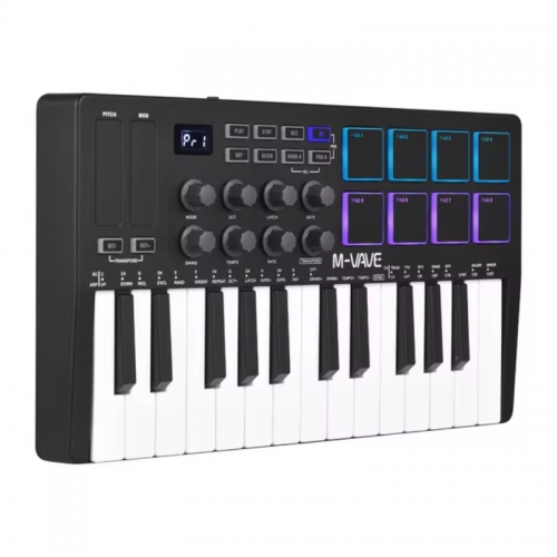 M-VAVE 25-Tasten-Midi-Control-Tastatur mit 25 geschwindigkeit empfindlichen Tasten 8 RGB hintergrund beleuchtete Pads 8 Knöpfe Midi-Tastatur