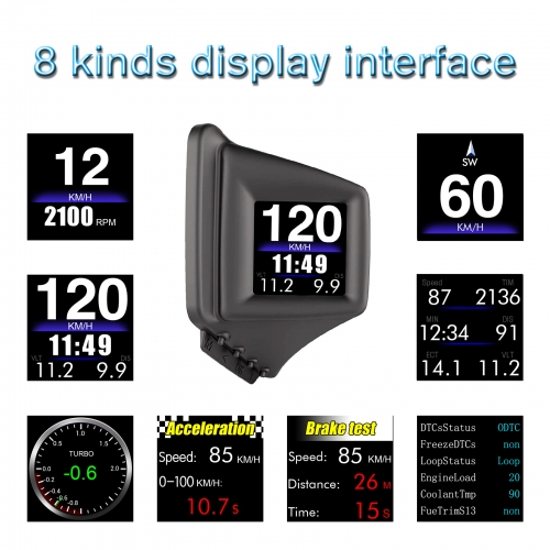 HUD OBD2 + GPS Auf-board Computer Head up Display Auto-tachometer Turbo Öl Druck Wasser Temp GPS Tacho für Benzin Auto