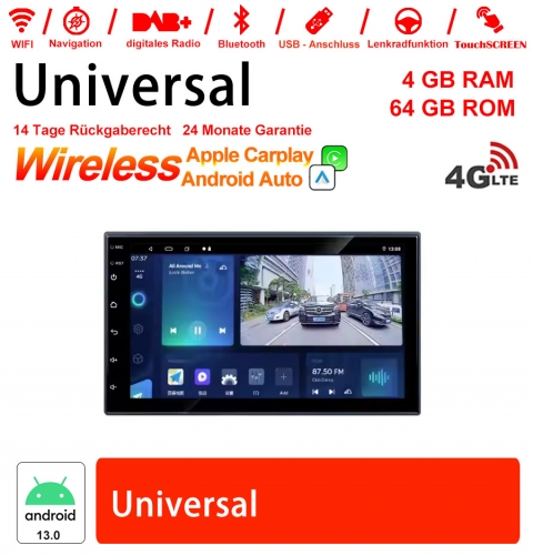 7 pouces Android 13.0 Autoradio / multimédia 4Go de RAM 64Go de ROM pour universelle avec WiFi NAVI Bluetooth USB