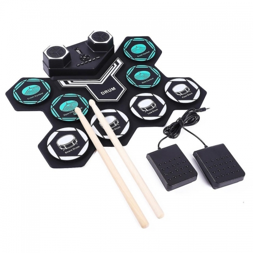 Electronic Drum Kit, 9-Piece Drum Set, Built-in Ser Tooth Radio Drum Set, Beginner