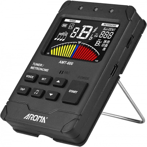 AMT-600 Tuner & Metronom & Tone 3-in-1 Reable 2.5-Zoll-Farb-LCD-Gitarrenstimmgerät Mini Digital Metronom Elektronisches Metronom